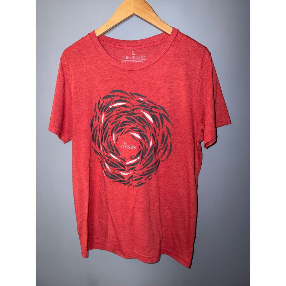 The Chosen Red Against The Current Fish Graphic T-Shirt Mens Large L Soft Tee